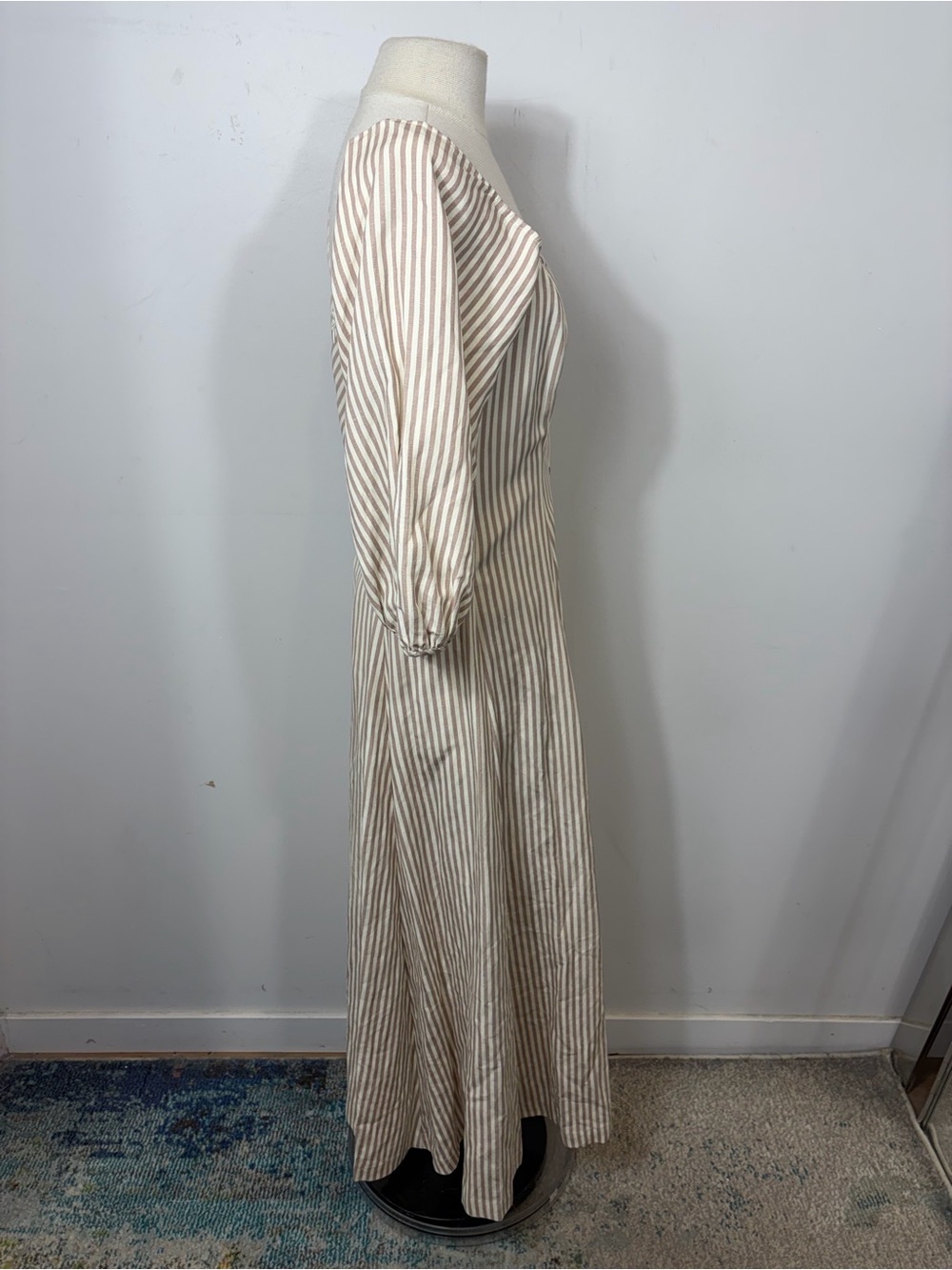 Mara Hoffman Striped Linen Blend Puff Sleeve Maxi Dress Size 2 - Picture 4 of 11